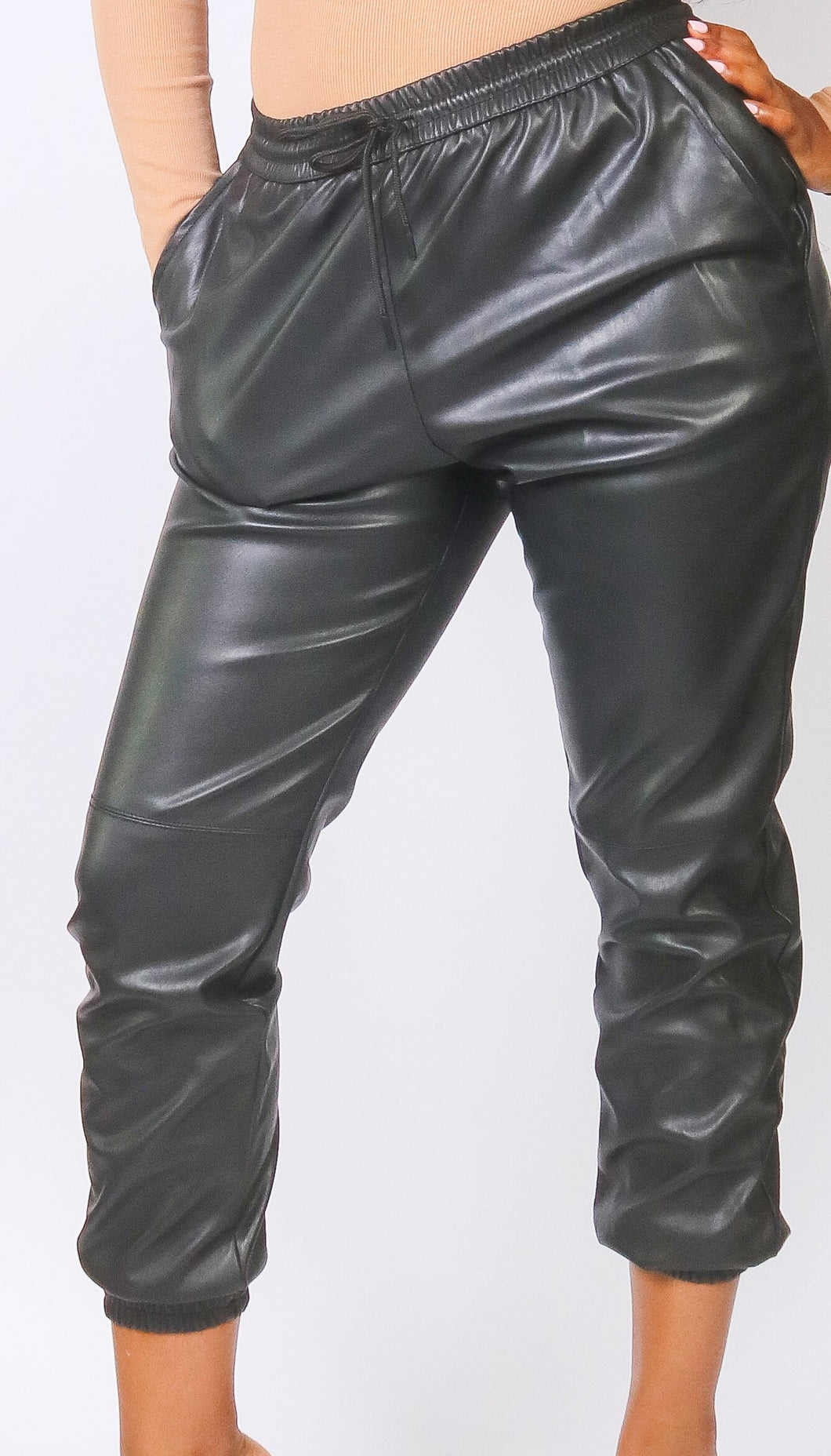 Jump Start Faux Leather Joggers